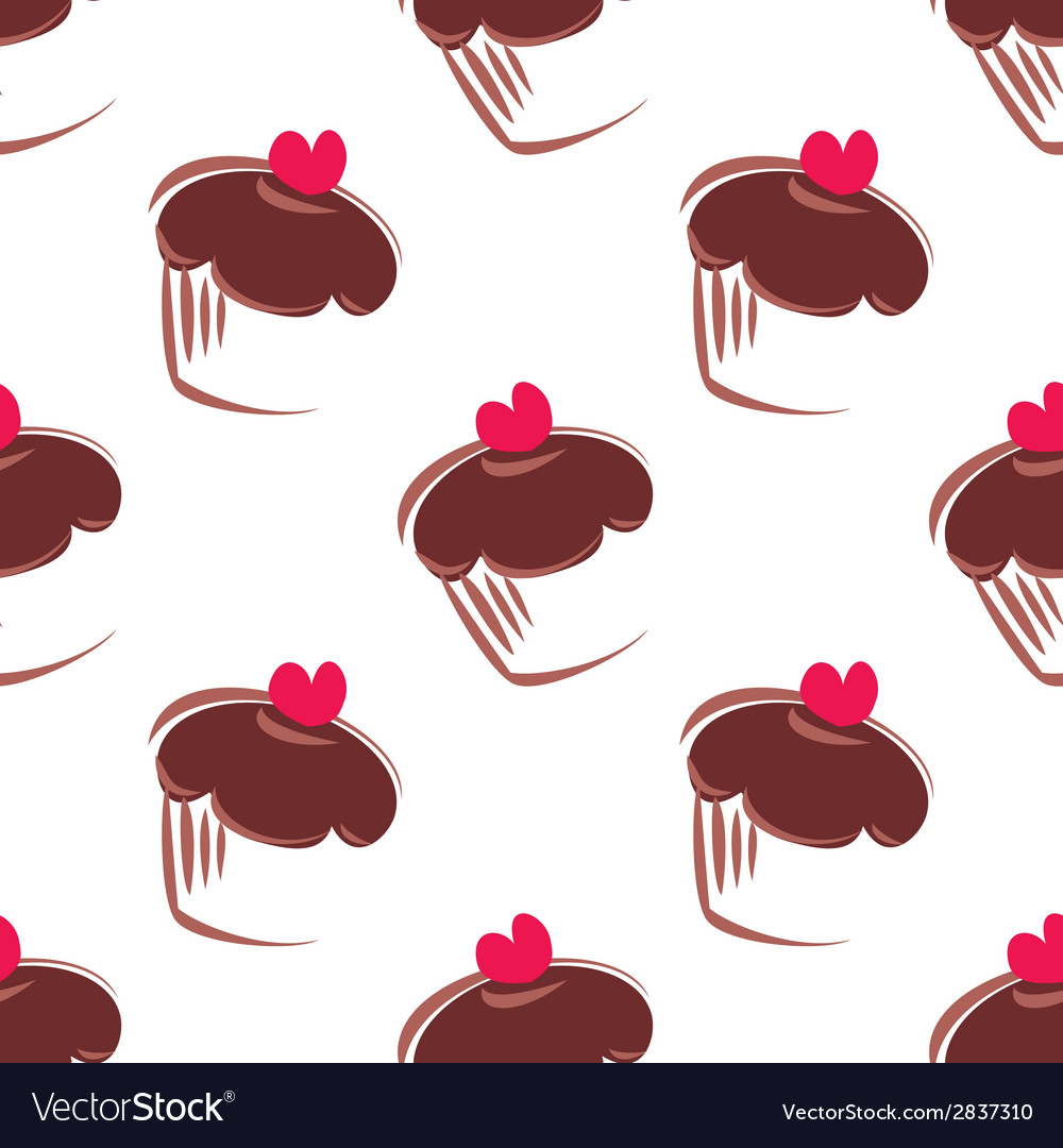 Tile pattern with cupcakes on white background Vector Image