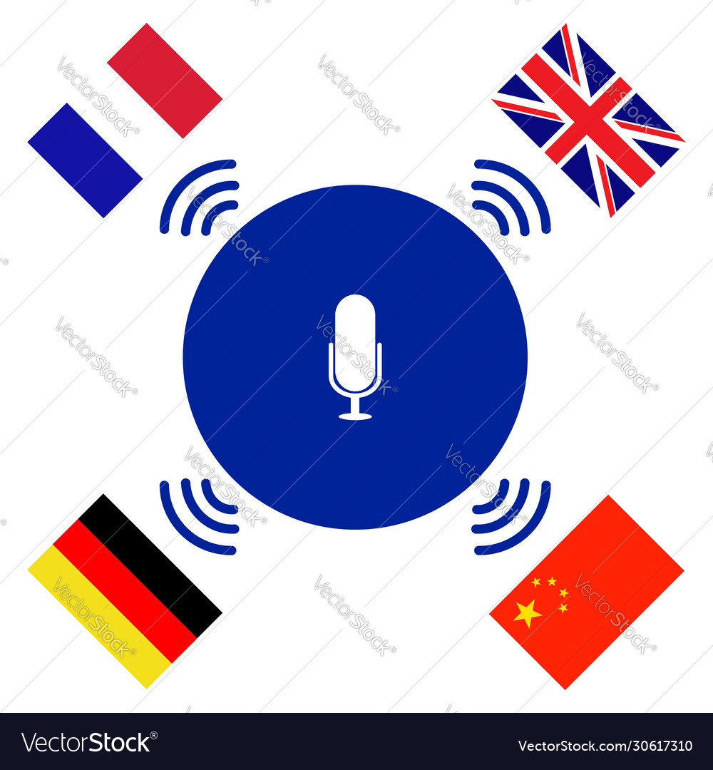 Voice control - foreign languages flag icon vector image Voice control - foreign languages flag icon