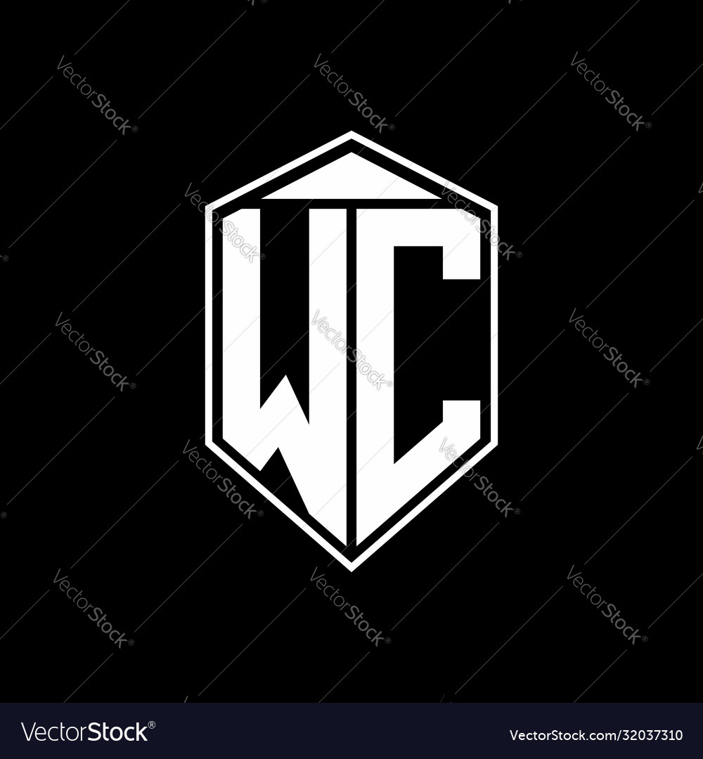 Wc logo monogram with emblem shape combination