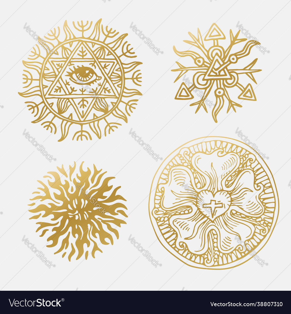 With Beautiful Hand Drawn Sun Symbol Royalty Free Vector