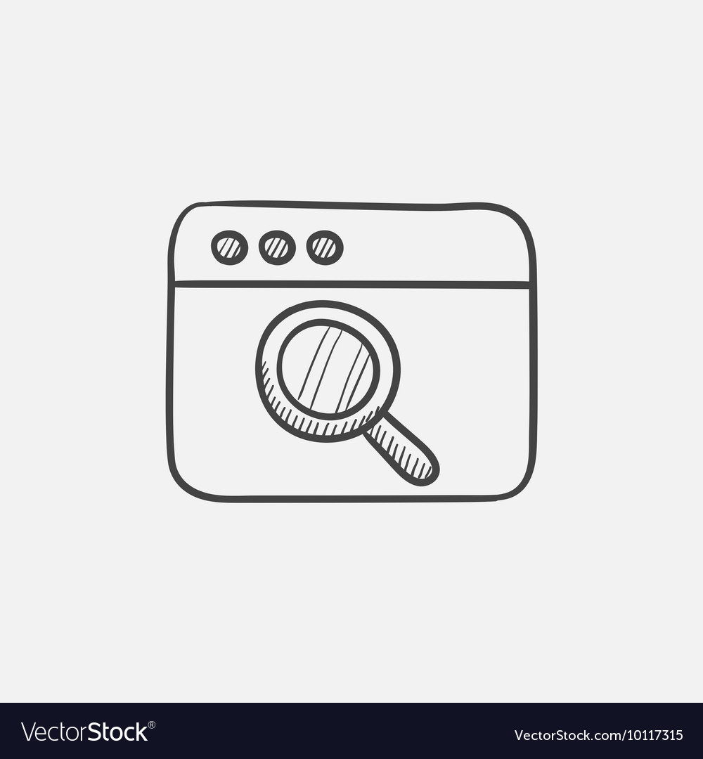 Browser window with magnifying glass sketch icon