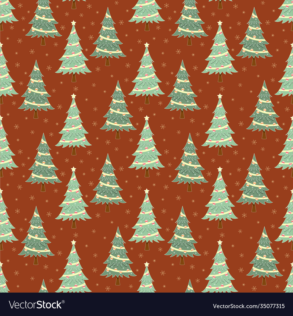 Christmas tree and snowflake seamless pattern