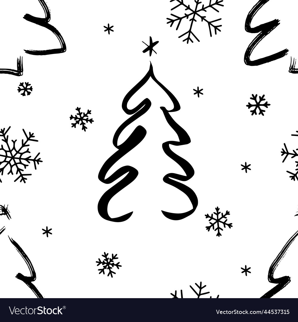 Christmas Tree Snowflake Seamless Pattern