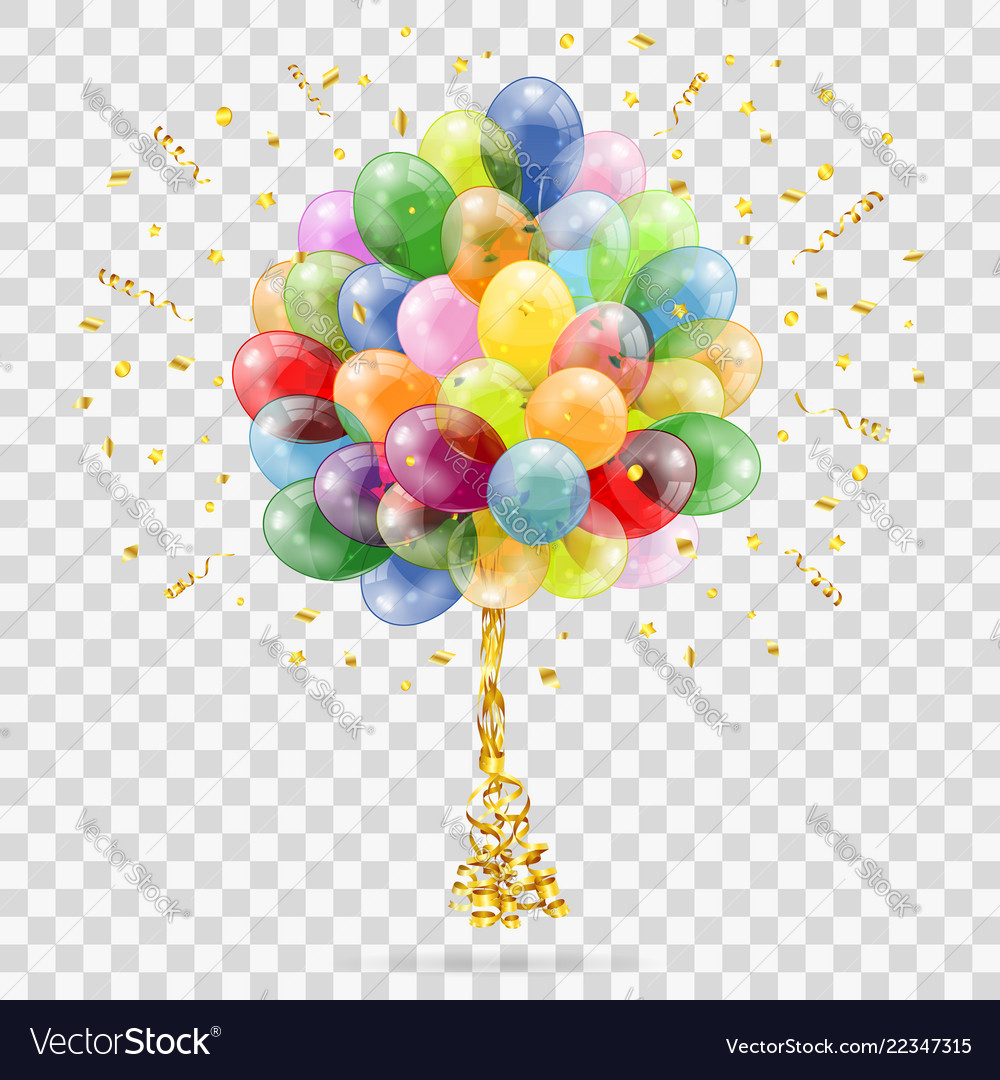 Golden Streamer Balloons And Confetti Royalty Free Vector