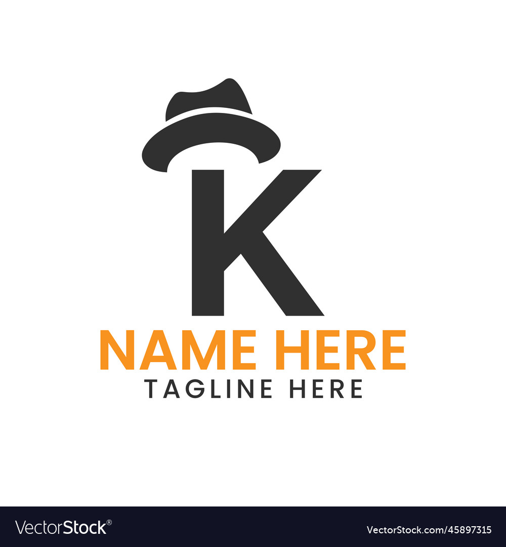 Letter k gentlemen hat logo design concept