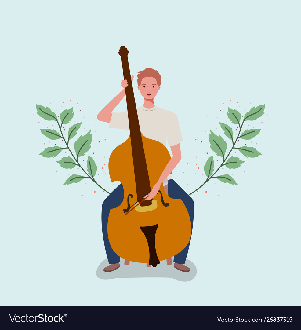 Man playing cello instrument character Vector Image Man playing cello instrument character