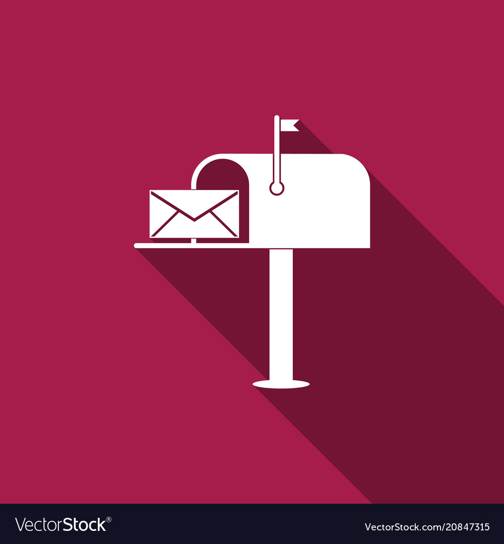 Open mail box with an envelope long shadow vector image Open mail box with an envelope long shadow