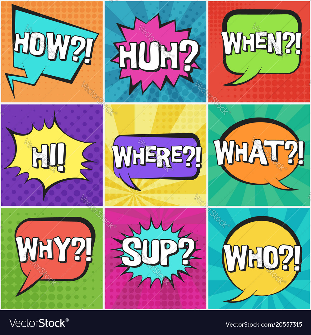 Retro Speech Bubbles - Question Marks