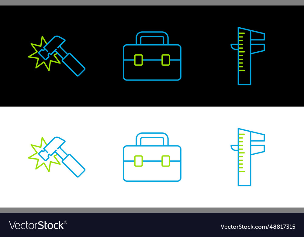 Set line calliper or caliper and scale hammer Vector Image Set line calliper or caliper and scale hammer