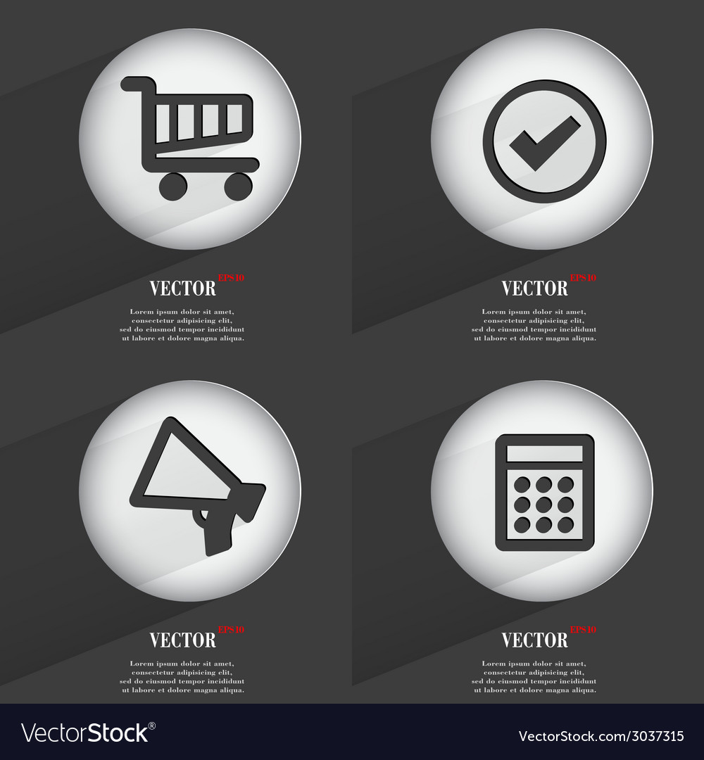 Set of 4 flat buttons icons with shadows