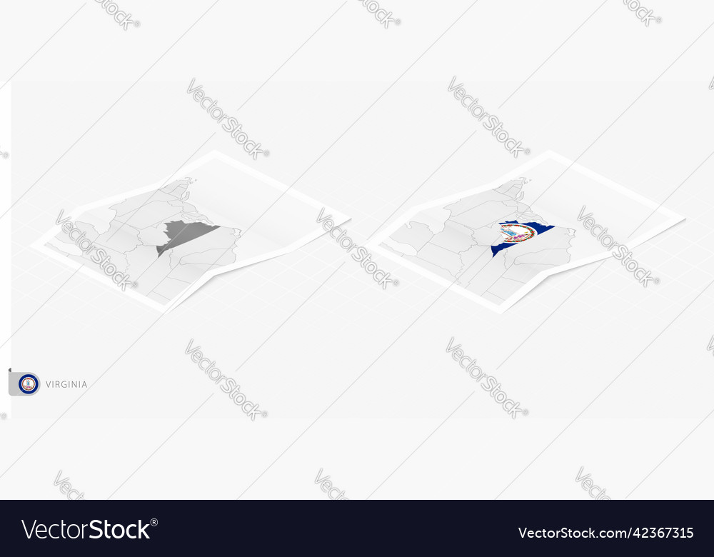 Set of two realistic map virginia with shadow