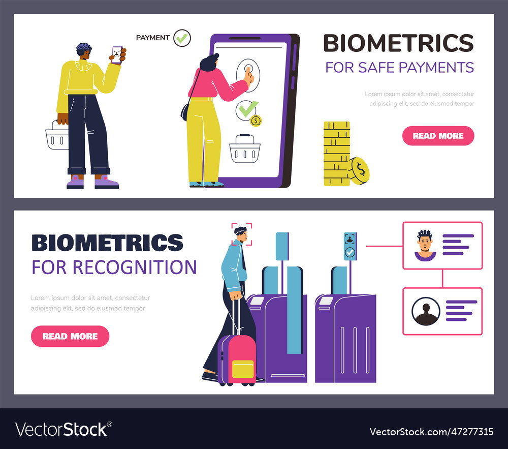 Set of website banner templates about biometrics