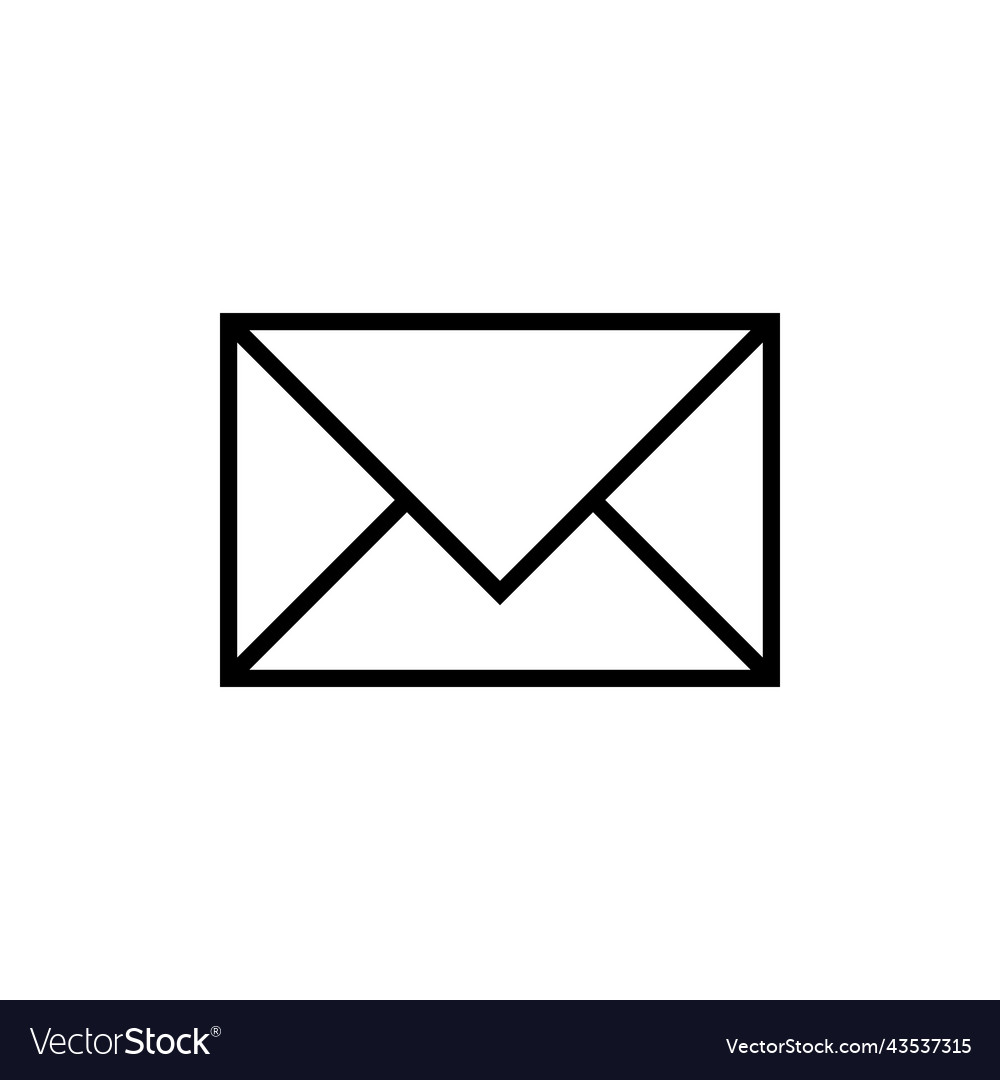 Simple outline envelope icon on white background vector image Simple outline envelope icon on white background