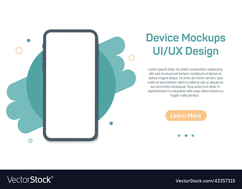 Smartphone mockup with blank screen frame less vector image Smartphone mockup with blank screen frame less