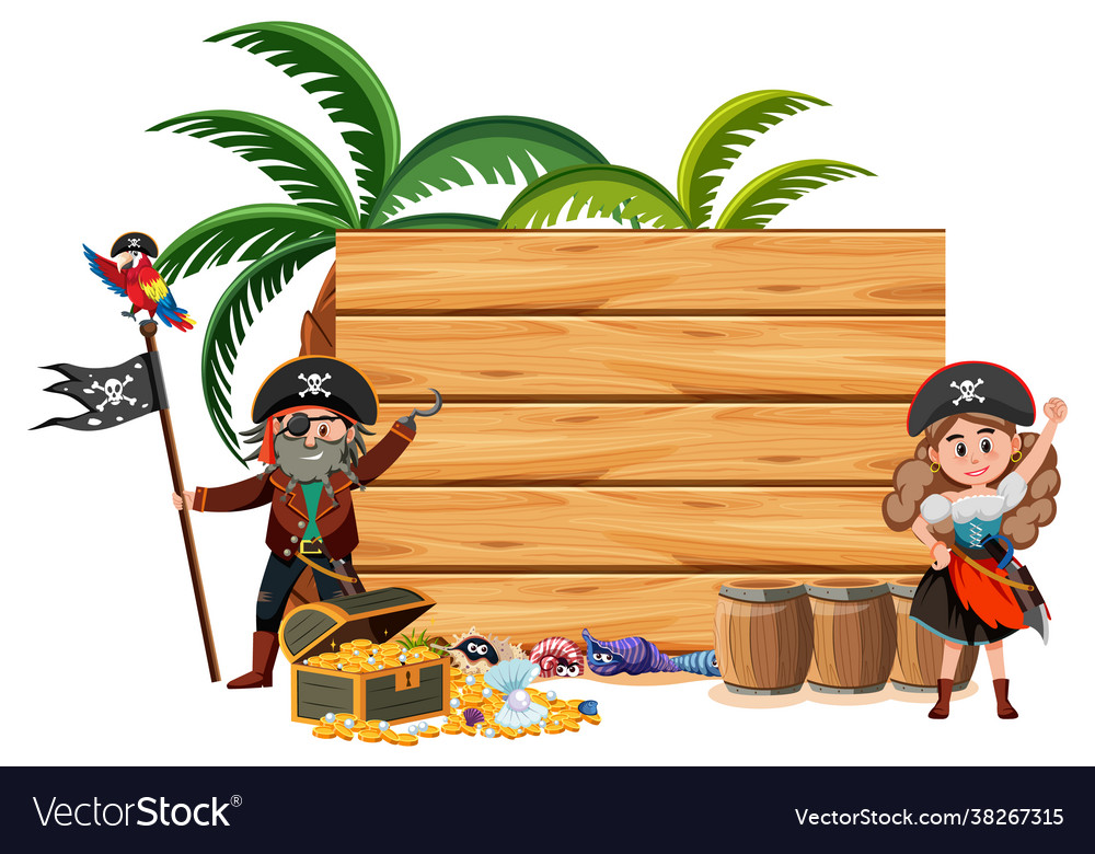 Two pirates cartoon character with an empty