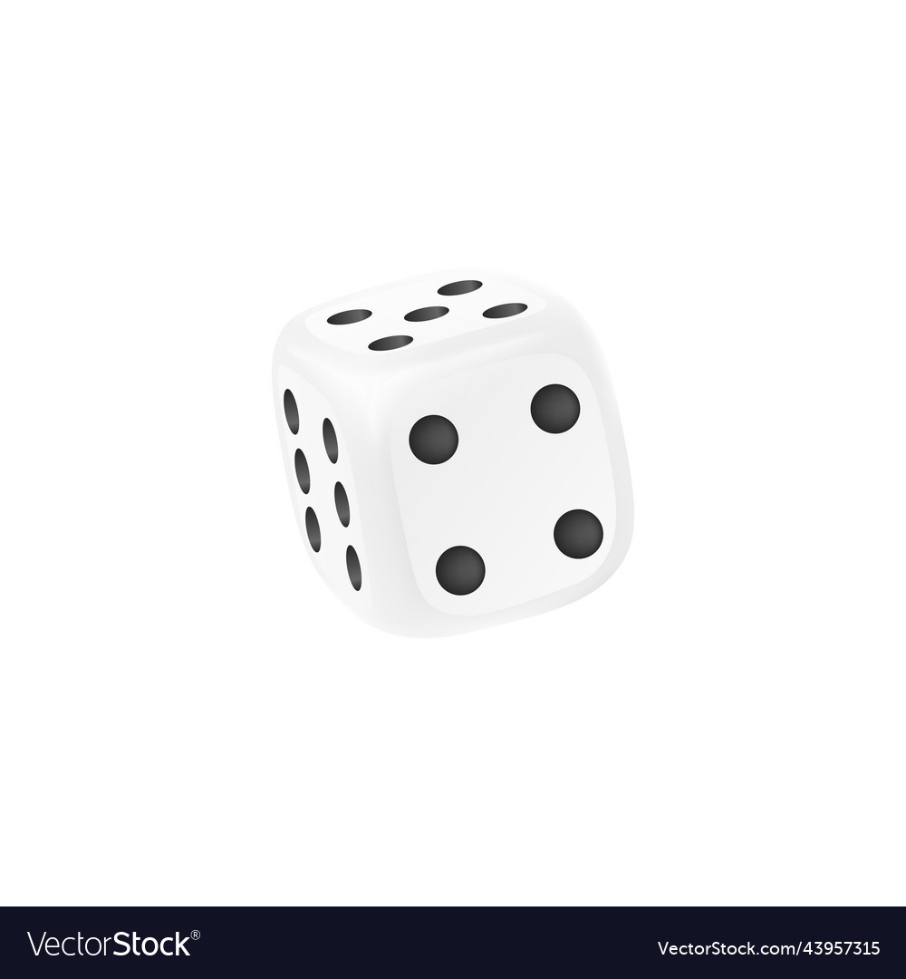 White realistic cube dice with black dots