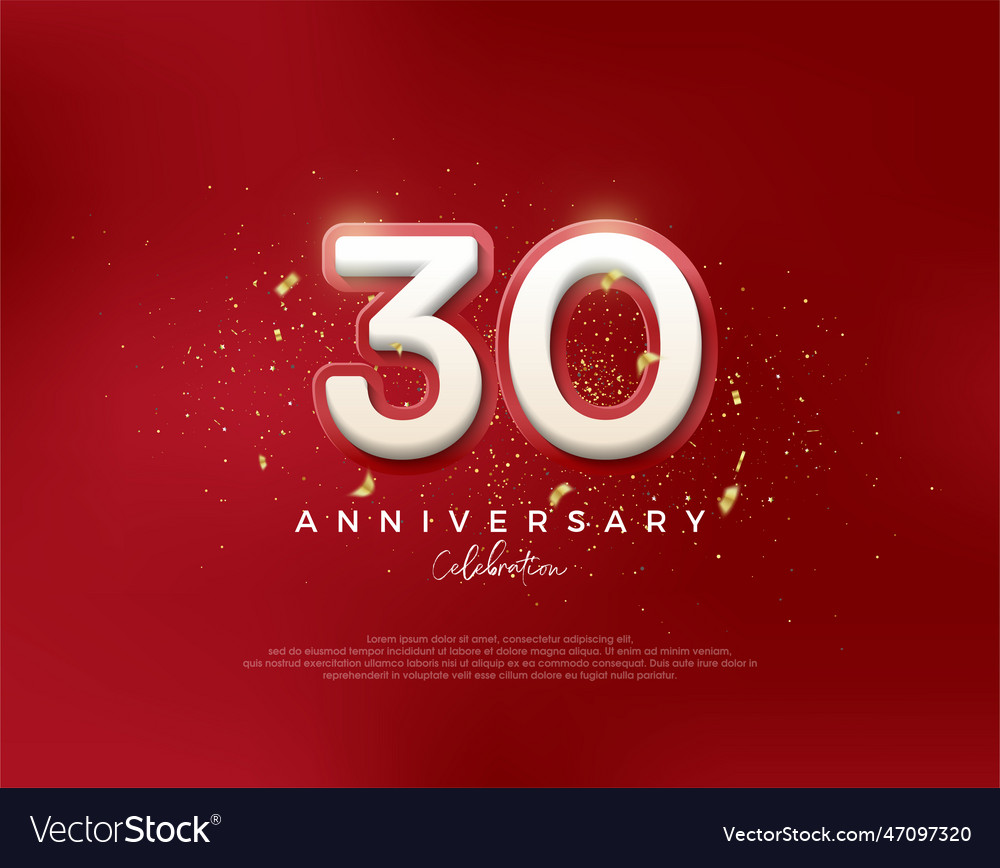 30th anniversary number with 3d white numbers Vector Image