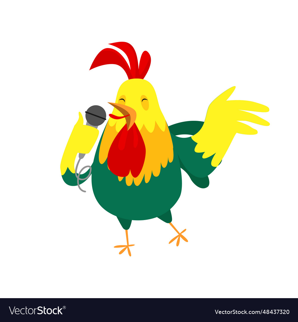 Cute cock singing in microphone