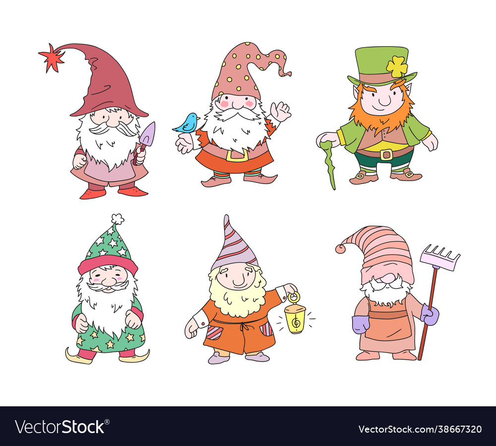 Cute gnome characters funny festive fabulous Vector Image Cute gnome characters funny festive fabulous Vector Image