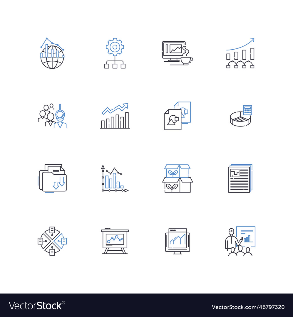 Data organization platform line icons collection vector image Data organization platform line icons collection
