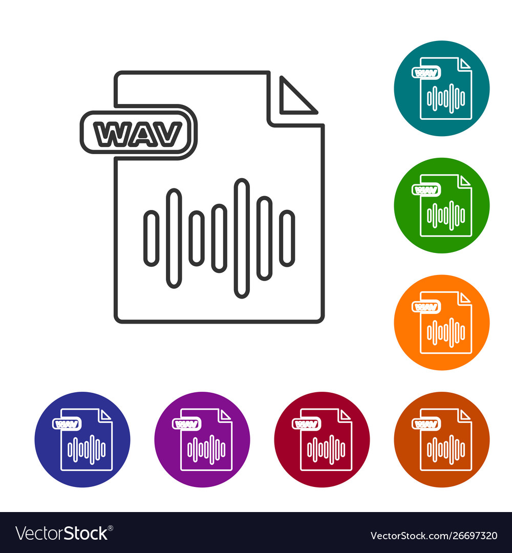 Grey line wav file document download button vector image Grey line wav file document download button