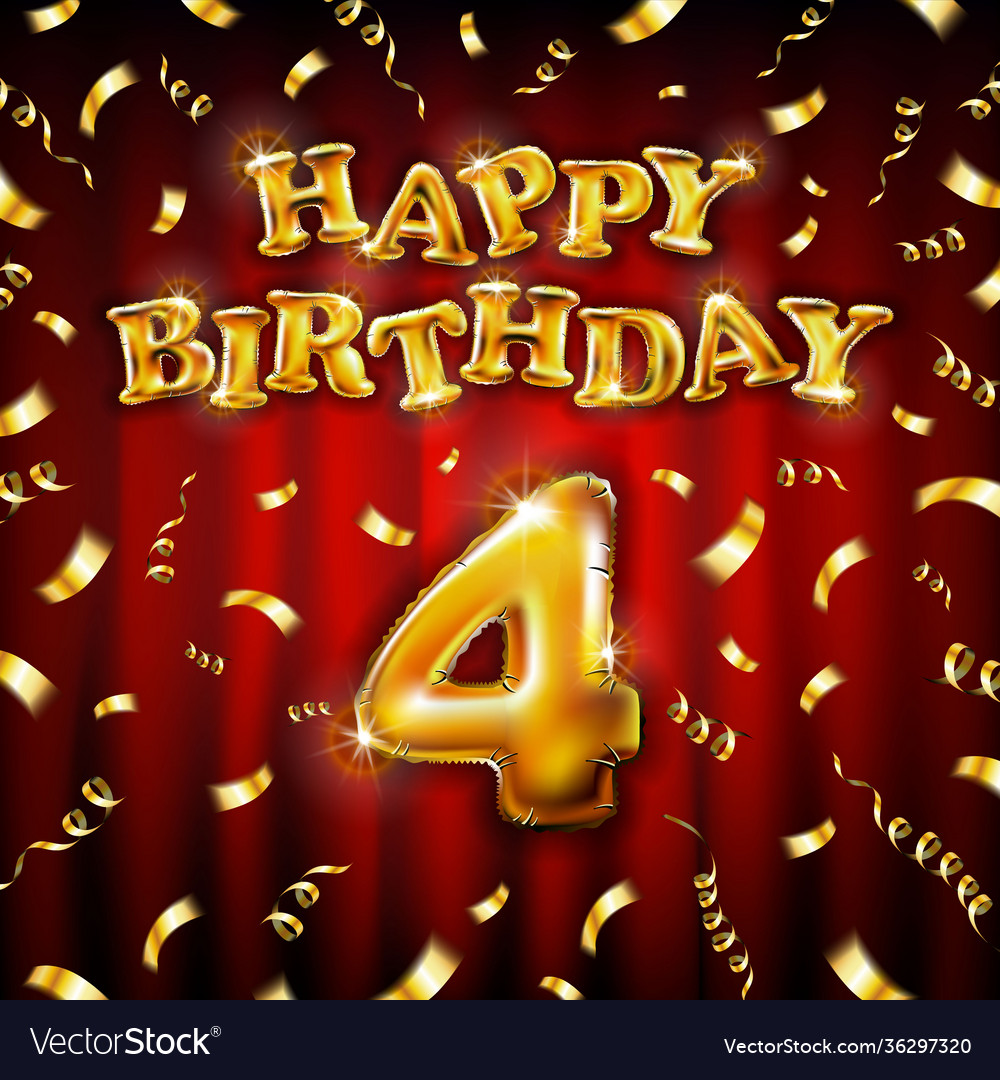 Happy Birthday 4 Nachricht golden vector image Happy Birthday 4 Nachricht golden