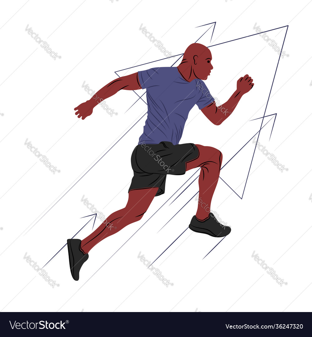 Jumping man in shadow sharp lines style