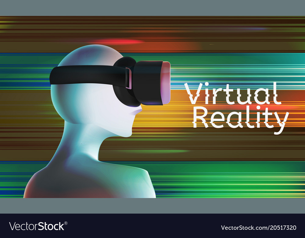 Man in vr headset abstract virtual reality