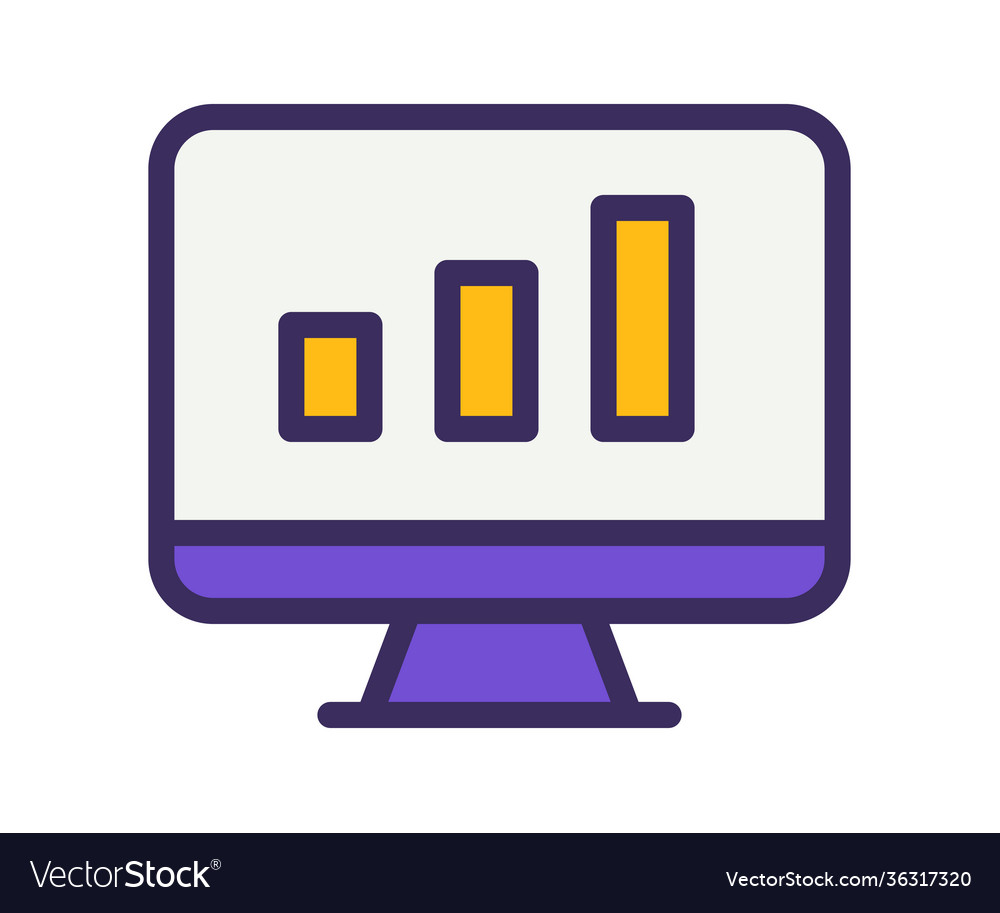 Monitor statistic dashboard single isolated icon vector image Monitor statistic dashboard single isolated icon