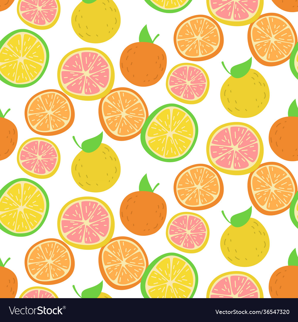 Seamless colorful pattern with oranges vector image Seamless colorful pattern with oranges