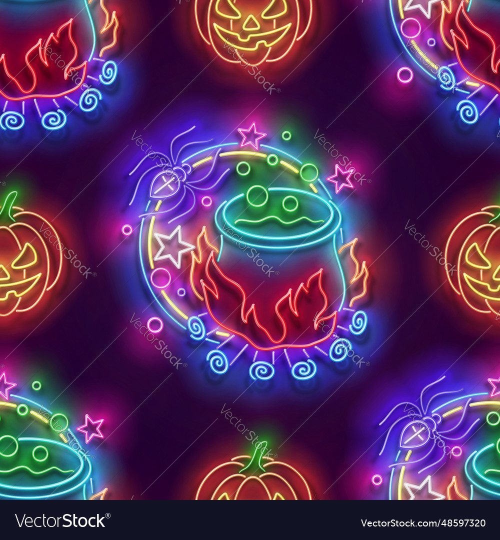 Seamless pattern with glow potion in witchs Vector Image Seamless pattern with glow potion in witchs