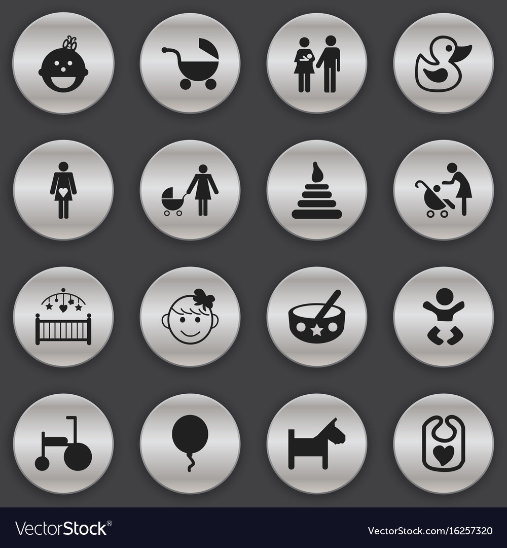 Set of 16 editable child icons includes symbols