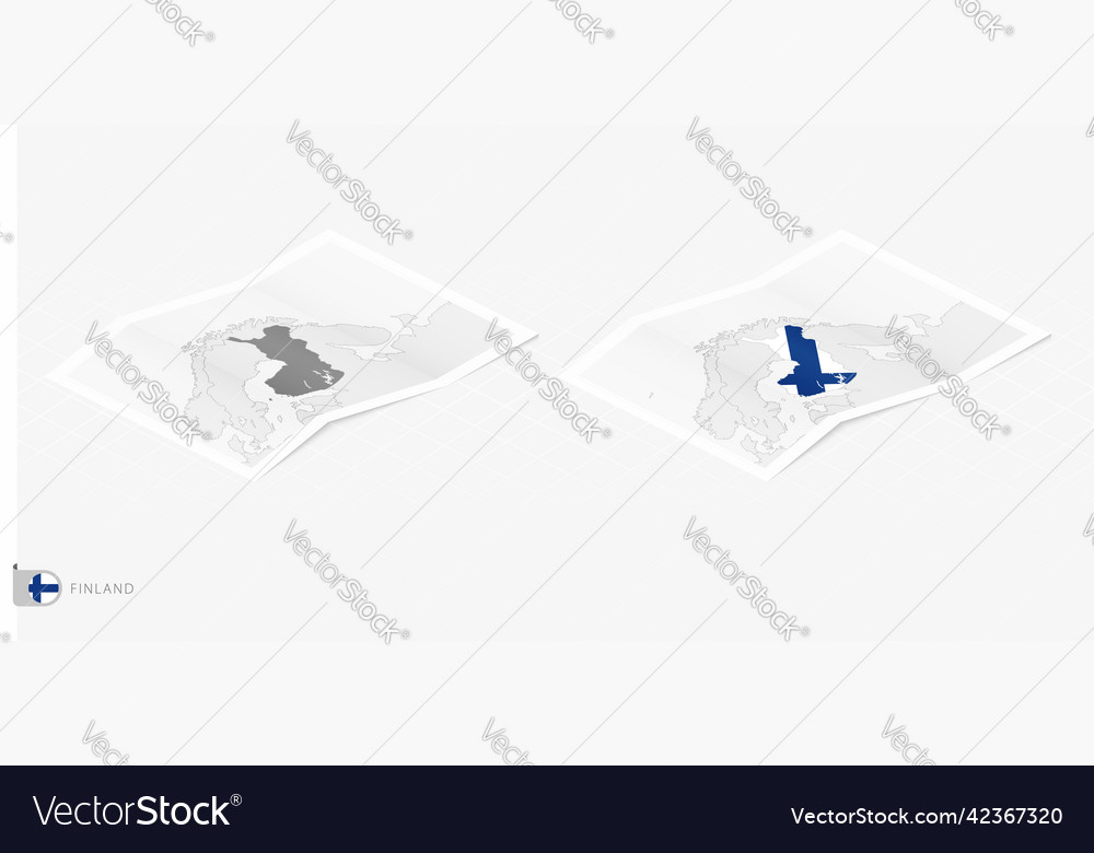 Set of two realistic map finland with shadow