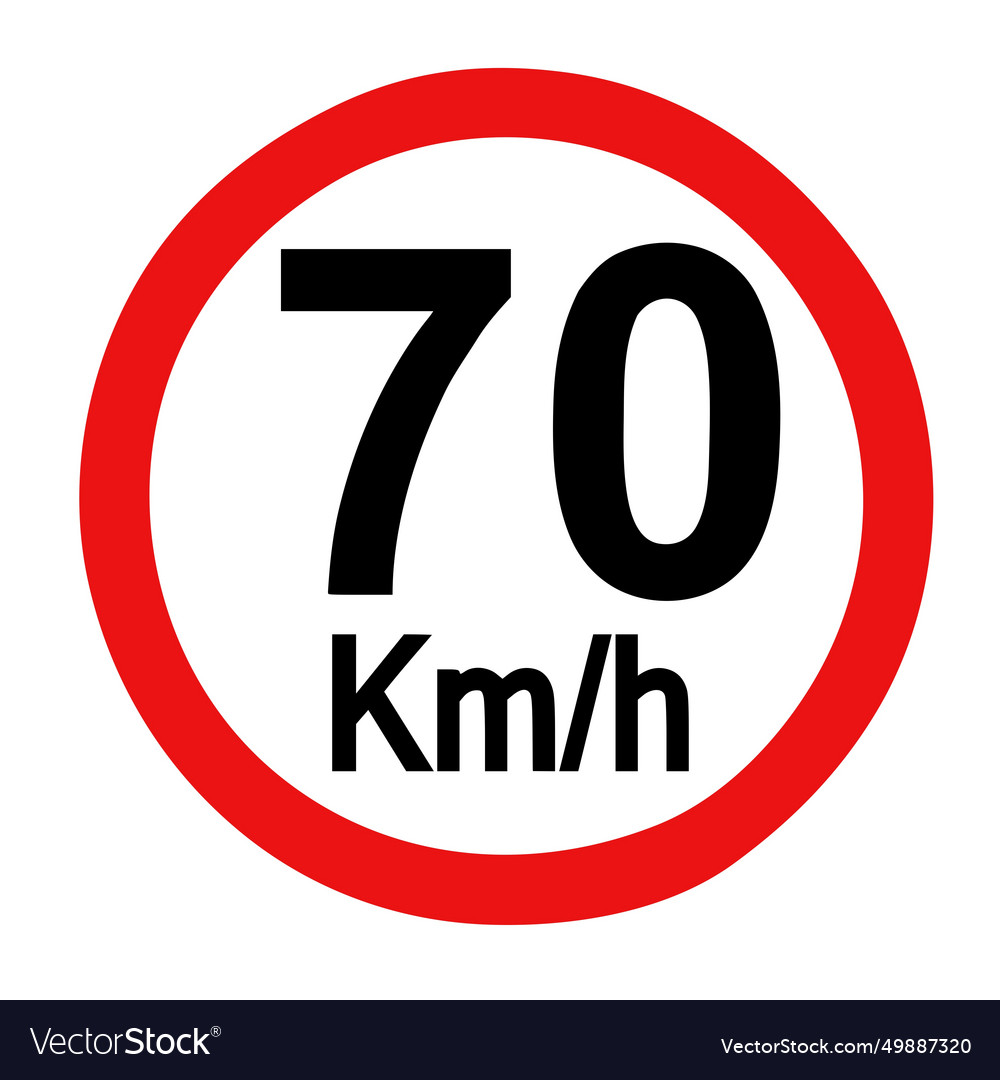 Speed limit 70 round road image vector image Speed limit 70 round road image