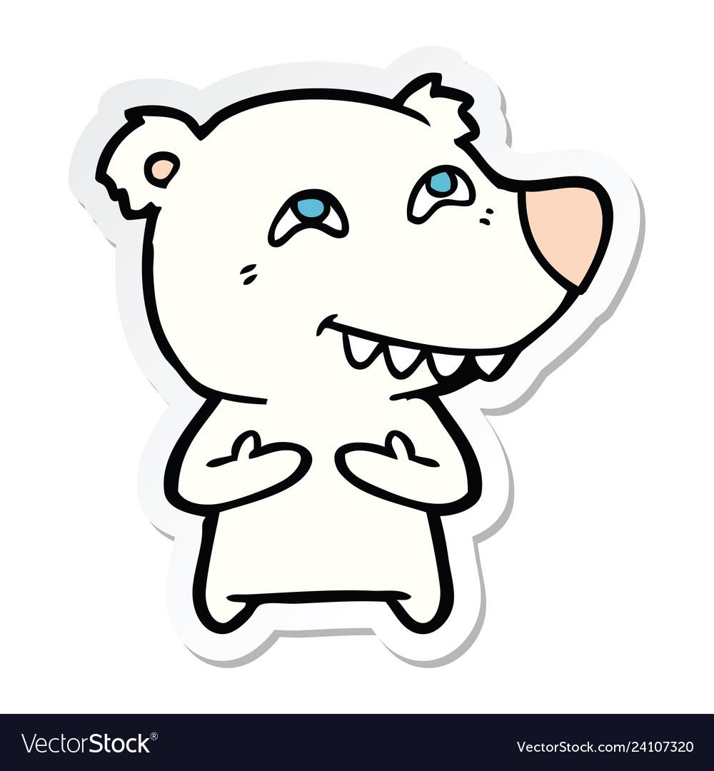 Sticker of a cartoon polar bear showing teeth