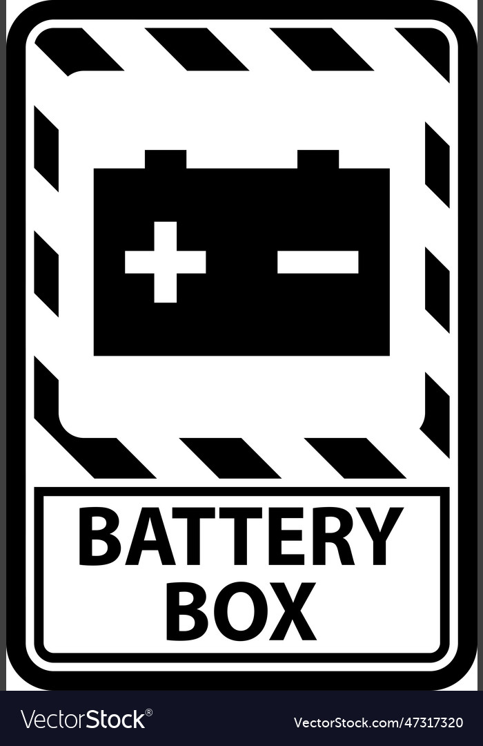 Symbol battery sign box on white