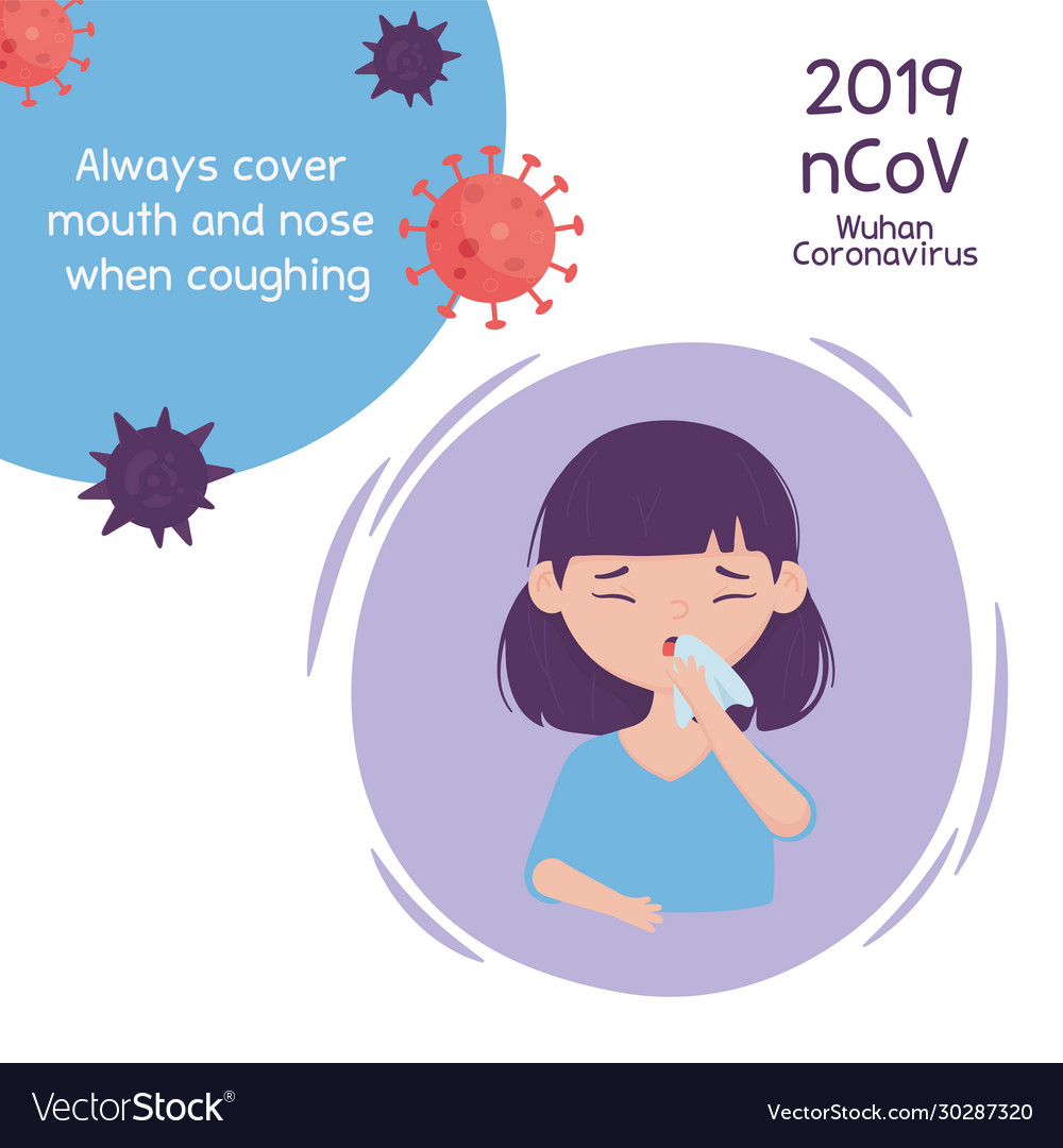 Virus covid 19 prevention girl cover mouth and Vector Image