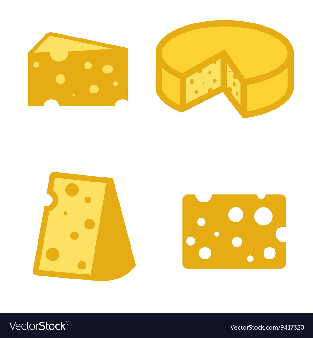 Yellow cheeses icons set