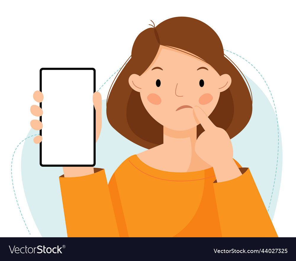 Ein nettes Mädchen hält Telefon in ihren Händen vector image Ein nettes Mädchen hält Telefon in ihren Händen