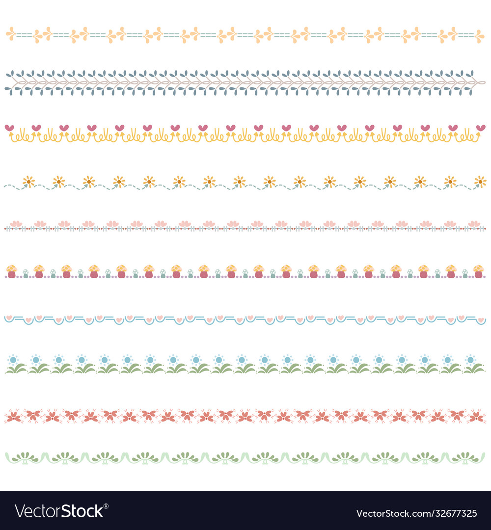 Beautiful line border set and scribble design vector image Beautiful line border set and scribble design