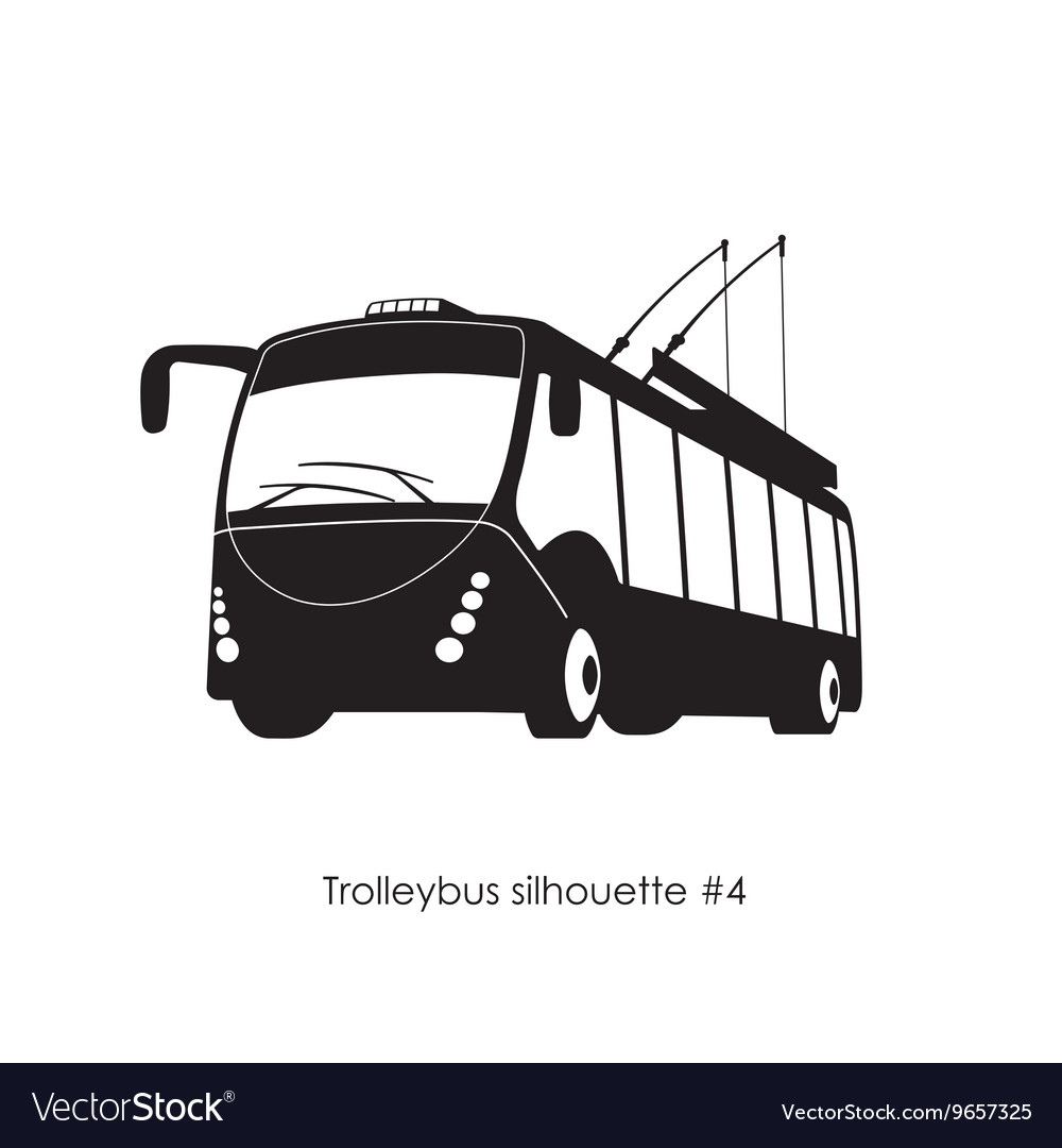 Black silhouette of trolley bus Royalty Free Vector Image