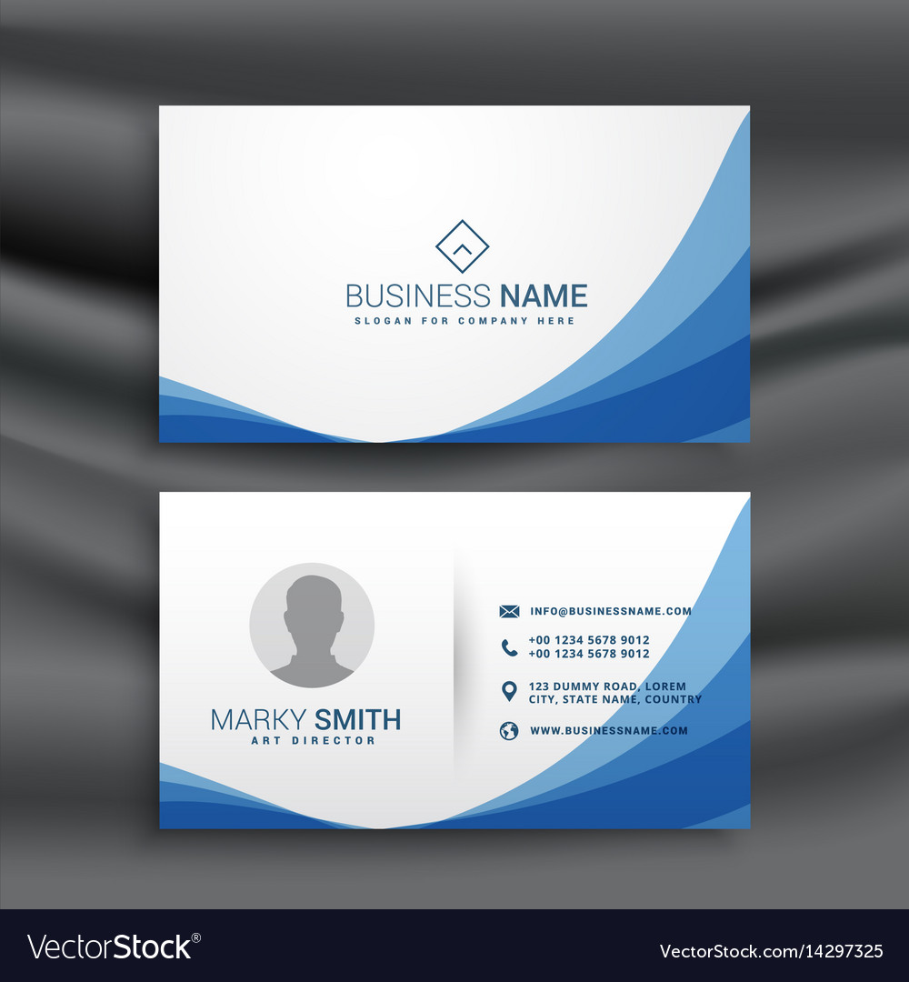 blue wave simple business card design template vector image