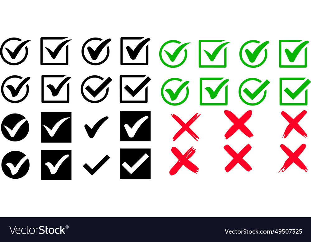 Check and cross mark icons set marks symbol