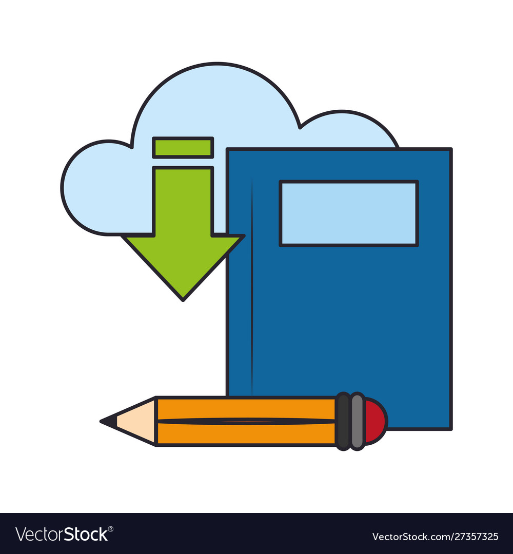 Cloud and pencil isolated icon