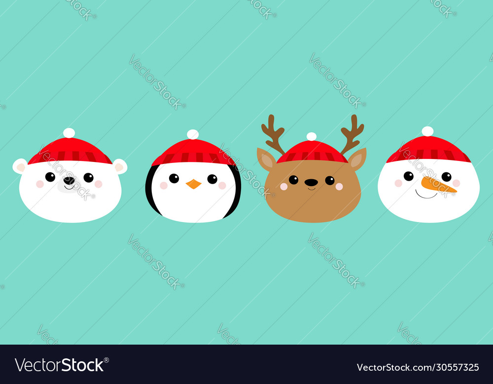 Niedliche Polar Bear & Pinguin Weihnachten Icons