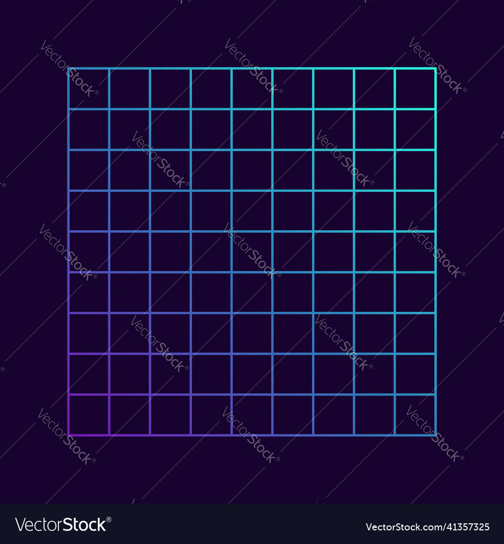 Distorted grid square neon pattern abstract vector image Distorted grid square neon pattern abstract