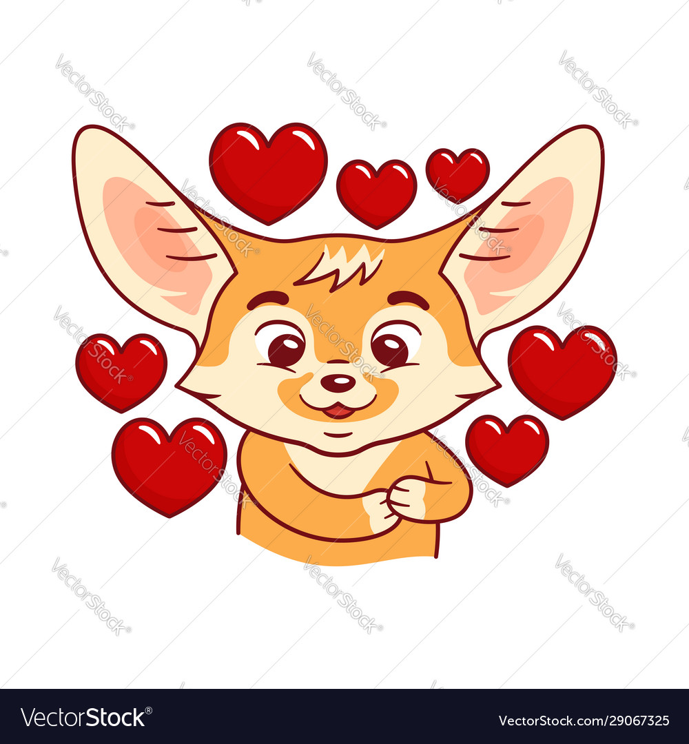 Enamoured fennec fox presses paws to his breast Vector Image