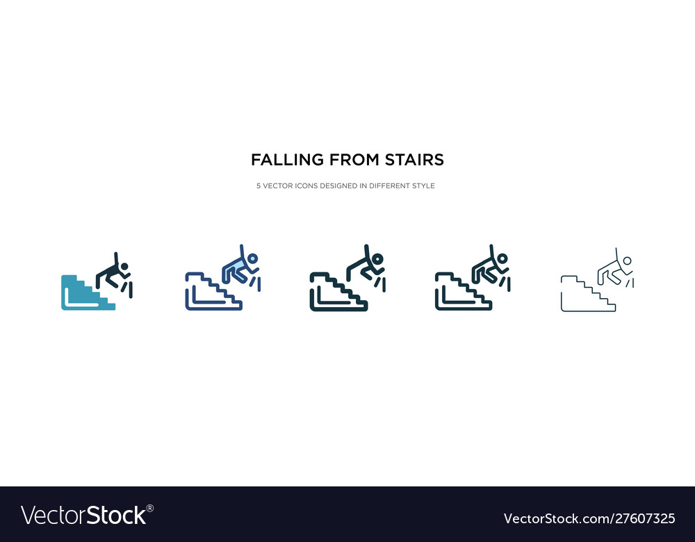 Falling from stairs icon in different style two vector image Falling from stairs icon in different style two