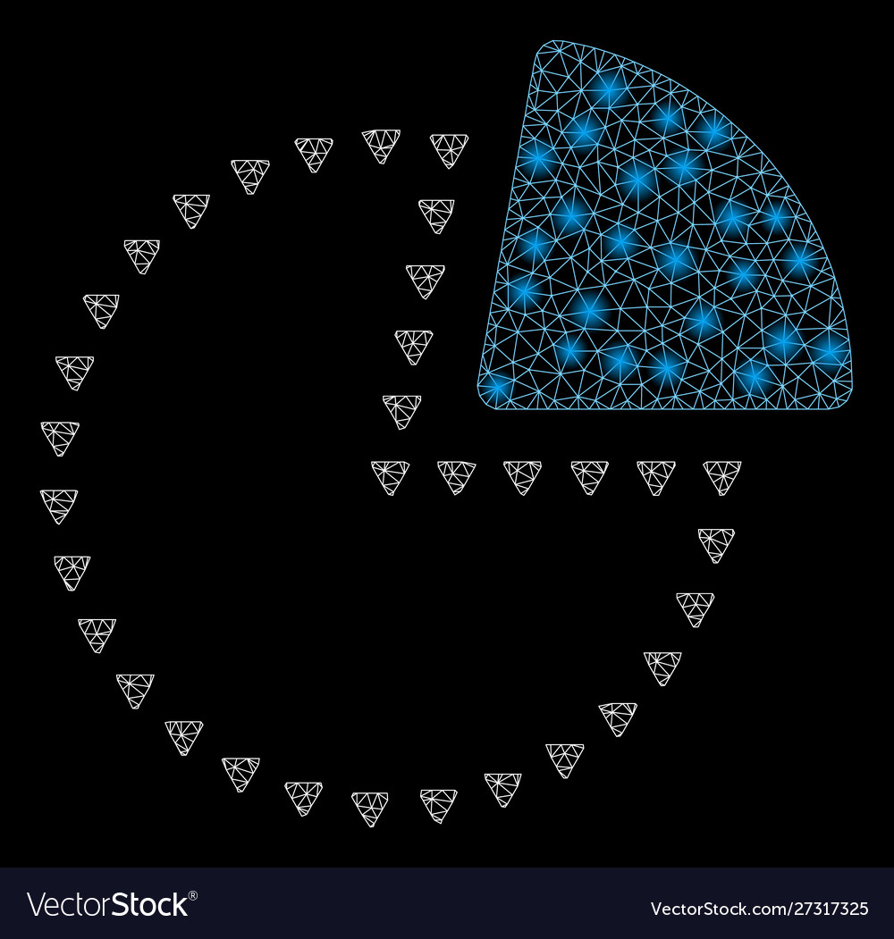 Glowing mesh network dotted pie chart with flash vector image Glowing mesh network dotted pie chart with flash