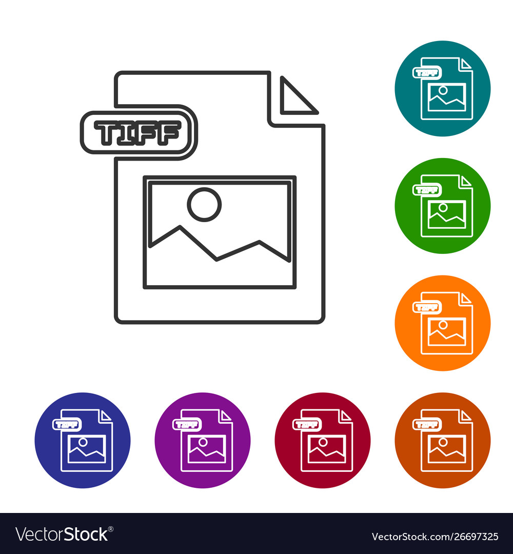 Grey line tiff file document download button vector image Grey line tiff file document download button